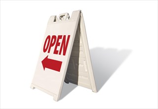 Open tent sign isolated on a white background