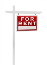 Right facing for rent real estate sign isolated on a white background