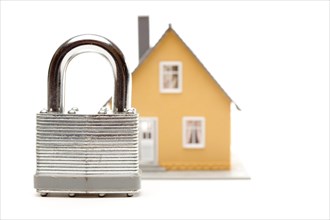 Lock and house isolated on a white background