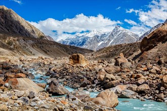 Chandra River in Himalayas. Lahaul Valley