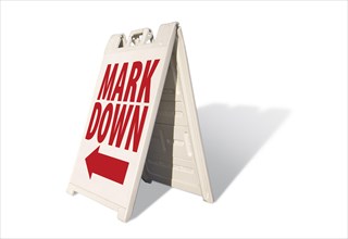 Mark down tent sign isolated on a white background