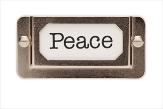 Peace file drawer label isolated on a white background