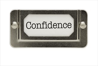 Confidence file drawer label isolated on a white background