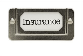 Insurance file drawer label isolated on a white background