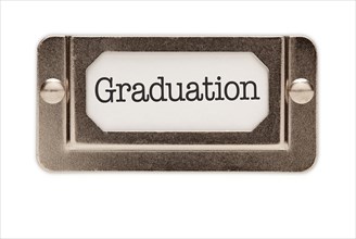 Graduation file drawer label isolated on a white background