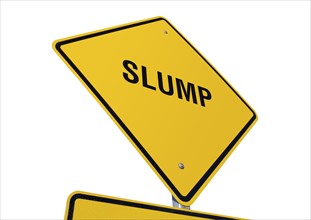 Yellow slump road sign isolated on a white background with clipping path