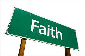 Faith road sign isolated on white with clipping path