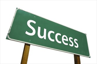 Success road sign isolated on white with clipping path