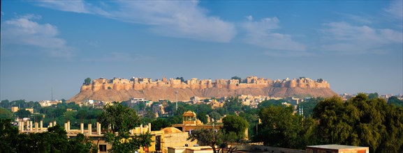Panorama of famous tourist landmark of Rajasthan Jaisalmer Fort known as the Golden Fort Sonar quila