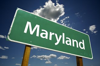 Maryland road sign with dramatic clouds and sky