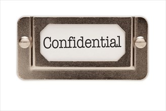 Confidential file drawer label isolated on a white background