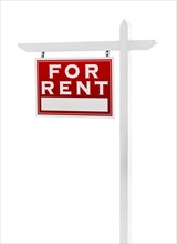 Left facing for rent real estate sign isolated on a white background