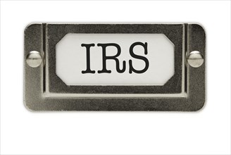 IRS file drawer label isolated on a white background