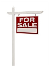 For sale real estate sign isolated on a white background