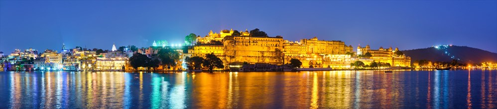 Panorama of famous romantic luxury Rajasthan indian tourist landmark