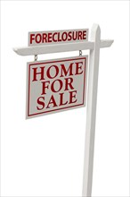Foreclosure for sale real estate sign isolated on a white background with clipping path
