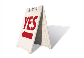 Yes tent sign isolated on a white background