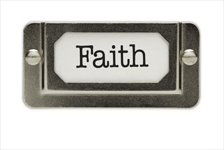 Faith file drawer label isolated on a white background