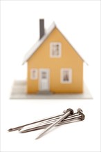 House and nails isolated on a white background