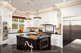 Beautiful custom kitchen interior in a new house