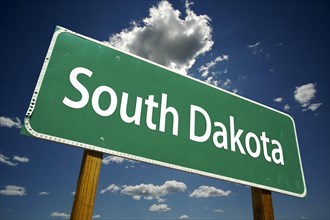 South dakota road sign with dramatic clouds and sky
