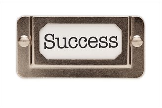 Success file drawer label isolated on a white background