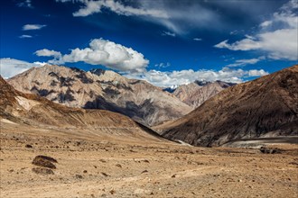 View of Himalayas mountains near Kardung La pass. Ladakh