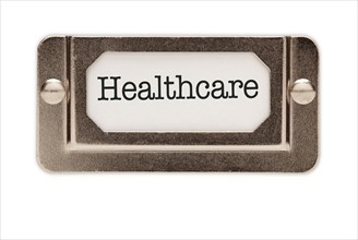Healthcare file drawer label isolated on a white background