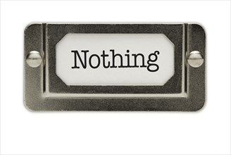 Nothing file drawer label isolated on a white background