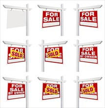 Complete set of real estate signs with for sale