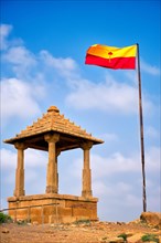 Jaisalmer flag near Bada Bagh cenotaphs