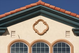 Abstract of new architectural details with spanish tile and stucco