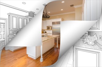 Kitchen photo page corners flipping with drawing behind