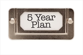 5 year plan file drawer label isolated on a white background