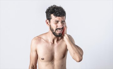 Person with earache on isolated background