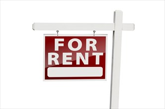 For rent real estate sign isolated on a white background with clipping path