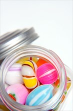 Colorful Candies inside a glass jar