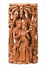 Rama and his wife Sita of Hindu mythology wood carving