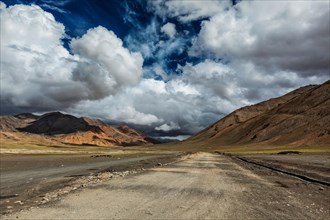 Trans-Himalayan Manali-Leh highway in Himalayas. More plains