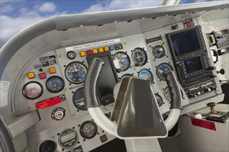 Detailed cockpit of a cessna airplane