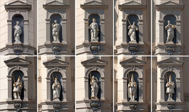 Ten Sculptures of Emperors and Allegorical Figures on the Baroque Facade of the Town Hall