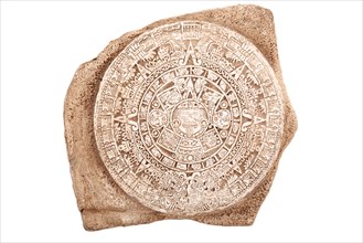 Ancient aztec calendar isolated on white