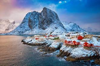 Famous tourist attraction Hamnoy fishing village on Lofoten Islands