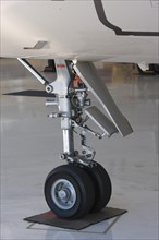 Detail of private jet landing gear
