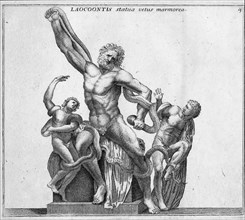 Laokoon-Gruppe in den Vatikanischen Museen ist die bedeutendste Darstellung des Todeskampfs Laokoons und seiner Soehne