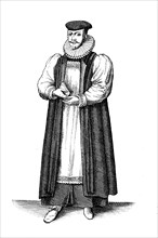 Bishop in robe from the time of Charles II around 1695