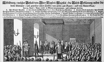 Emperor Joseph I declares imperial oath against the Electors Joseph Clemens of Cologne and Max Emanuel of Bavaria