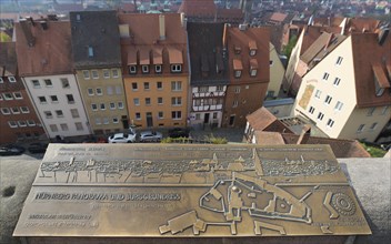 Overview board of the city of Nuremberg in Braille on the Klaiserburg