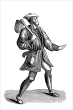 French peasant of the 15th century in sleeved tunic