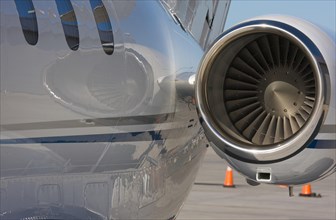 Private jet and engine abstract